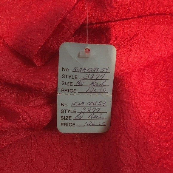 R&K Petites Red Textured Rosette Formal Dress 6P - Picture 9 of 12